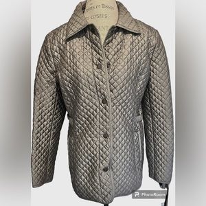Larry Levine Womens Quilted Waterproof Jacket in Steel Grey Sz M